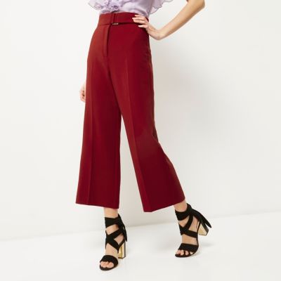 Dark red soft cropped trousers